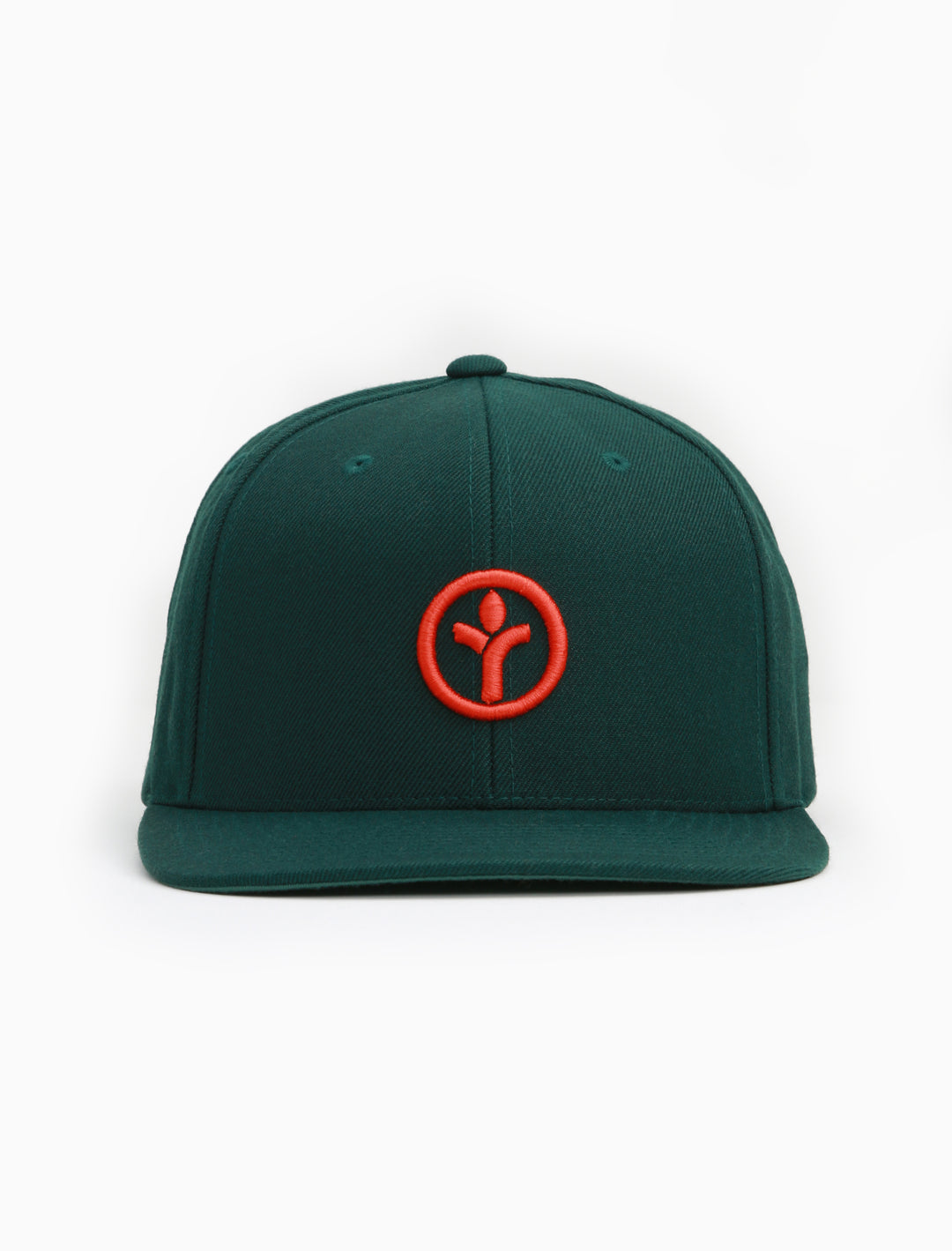 Acrylick Full Circle Icon Snapback Cap - Green Cap with Orange Acrylick Icon