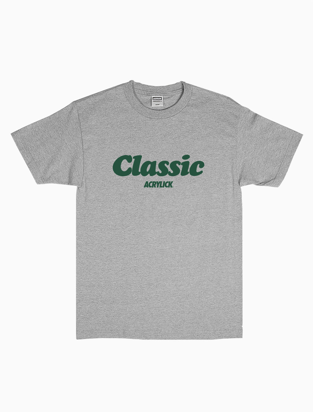 Acrylick Classic Technique Tee includes a front and rear print. Available in Heather Grey and Black.